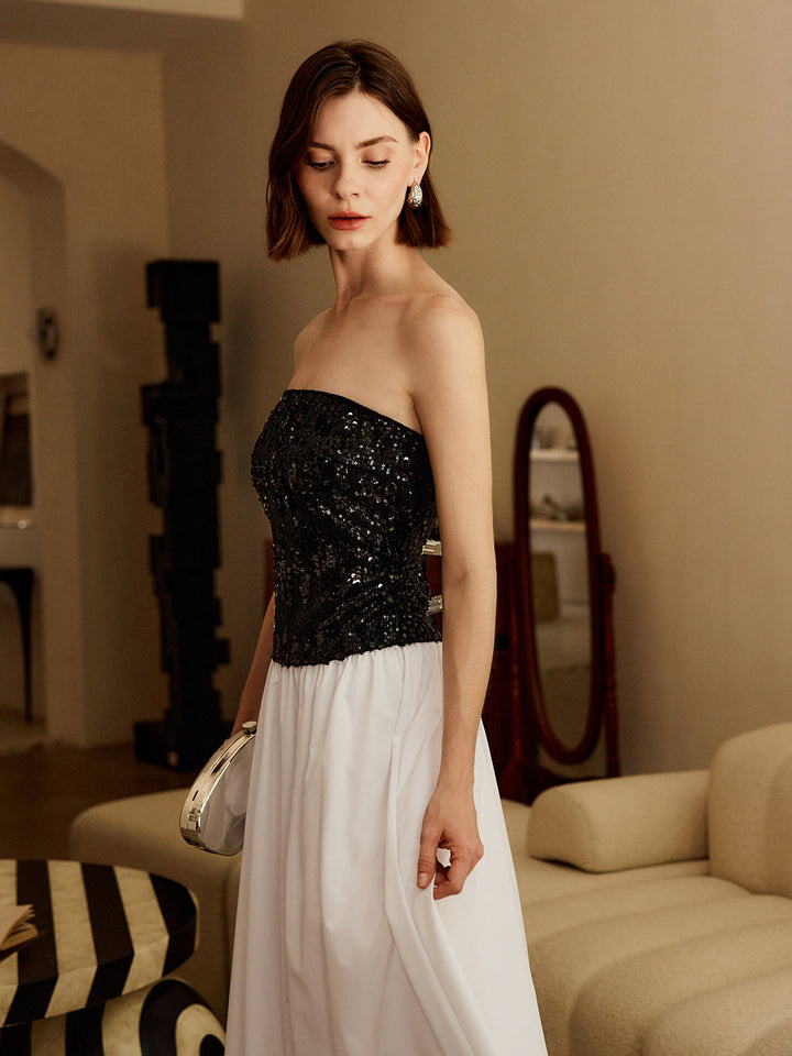 Pleated Sequins Tube Long Dress  Liora Lane Boutique Dresses