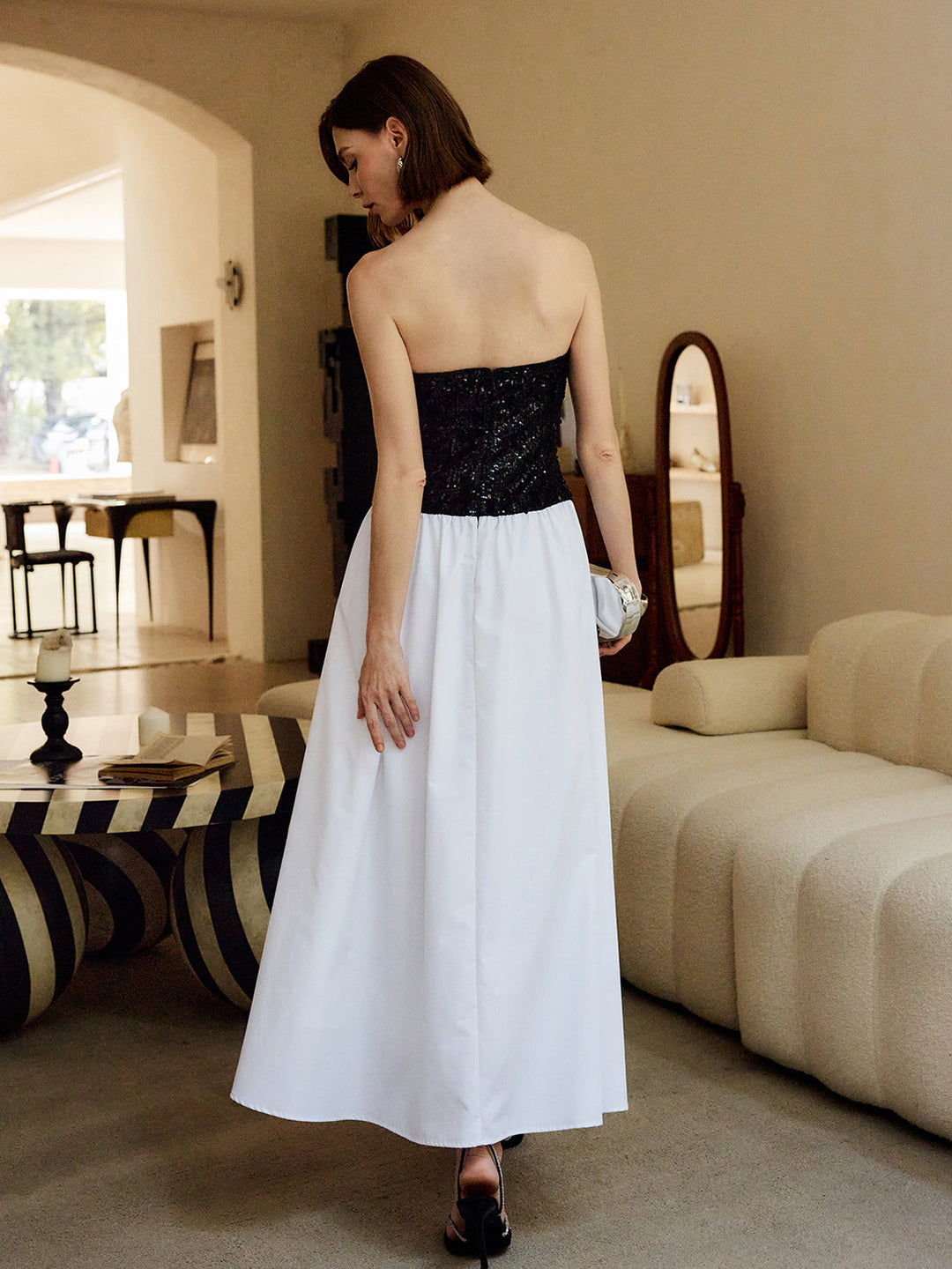 Pleated Sequins Tube Long Dress  Liora Lane Boutique Dresses