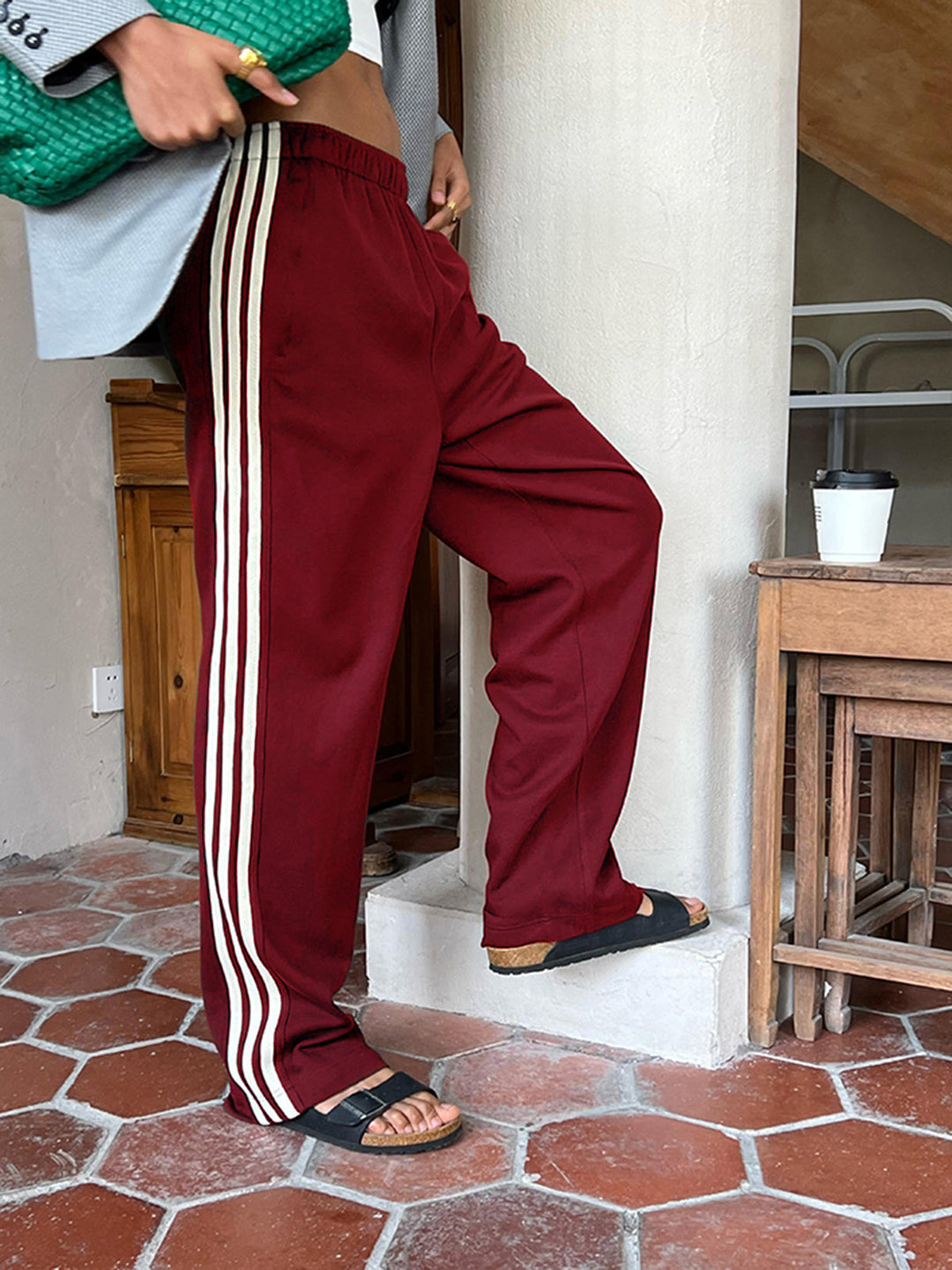 Casual Striped Patchwork Pants  Liora Lane Boutique Pants Red / XL 48.00