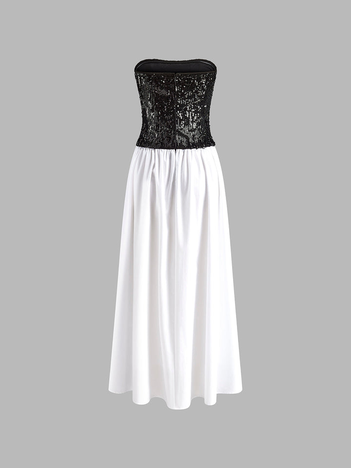 Pleated Sequins Tube Long Dress  Liora Lane Boutique Dresses