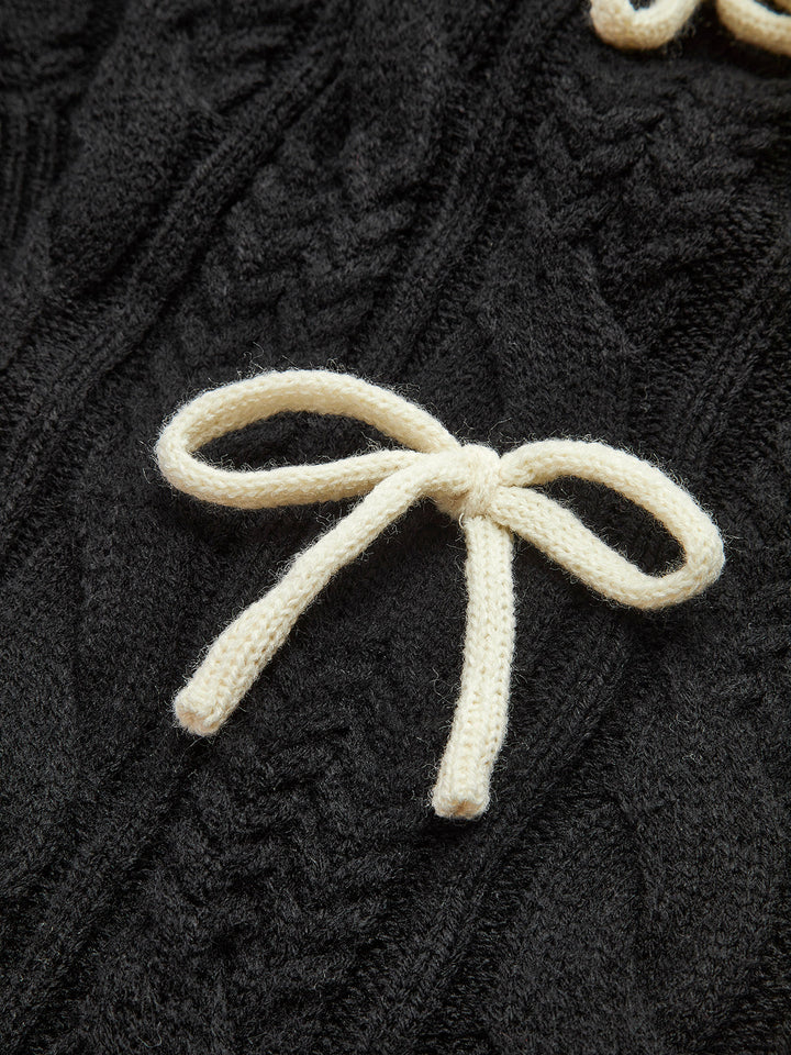 Bow Knotted Cable Knit Cardigan  Liora Lane Boutique Cardigans