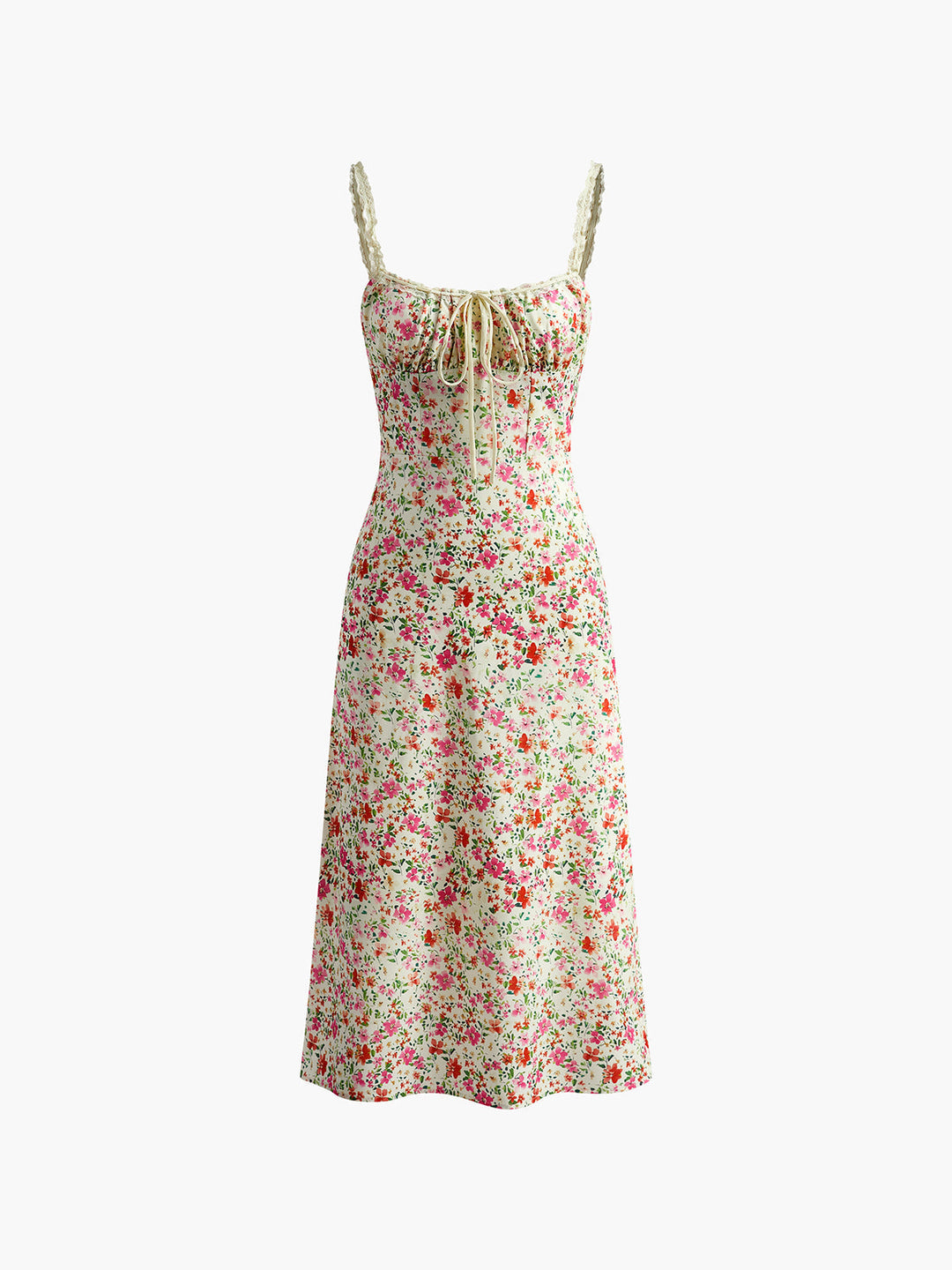 Floral Print Trim Cami Midi Dress  Liora Lane Boutique Dresses
