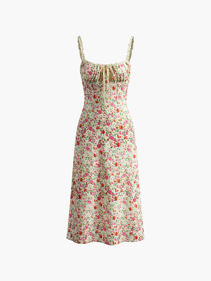 Floral Print Trim Cami Midi Dress  Liora Lane Boutique Dresses