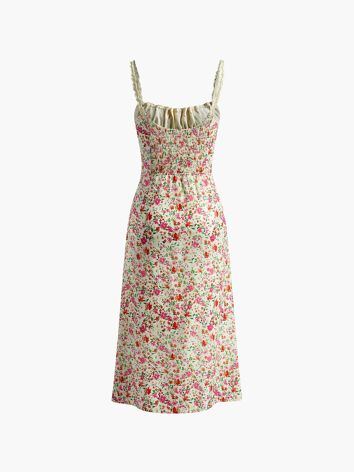 Floral Print Trim Cami Midi Dress  Liora Lane Boutique Dresses