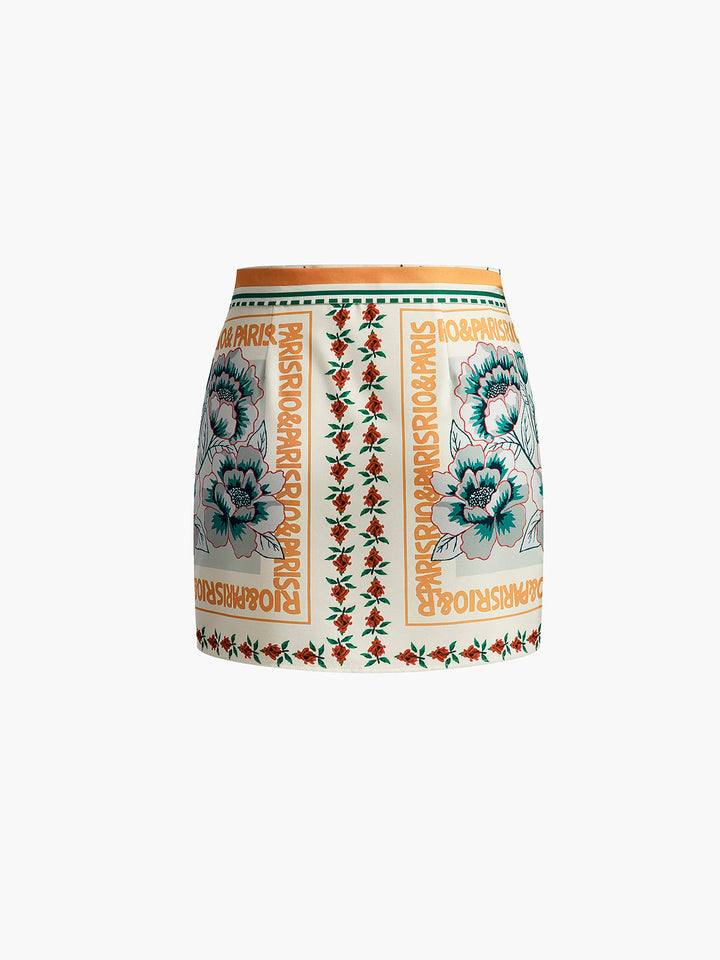 Vacation Print Asymmetrical Mini Skirt  Liora Lane Boutique Skirts