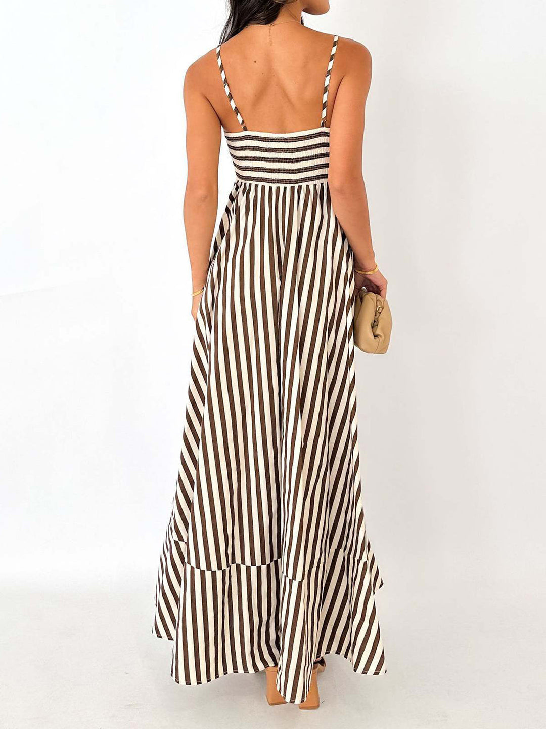 Striped Pleated Cami Long Dress  Liora Lane Boutique Dresses