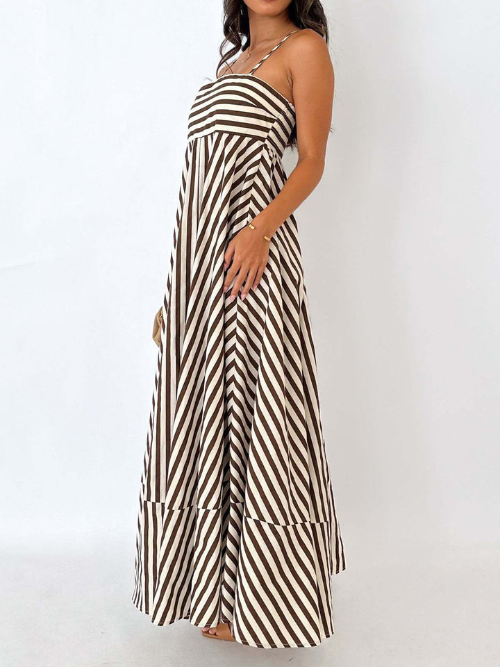 Striped Pleated Cami Long Dress  Liora Lane Boutique Dresses
