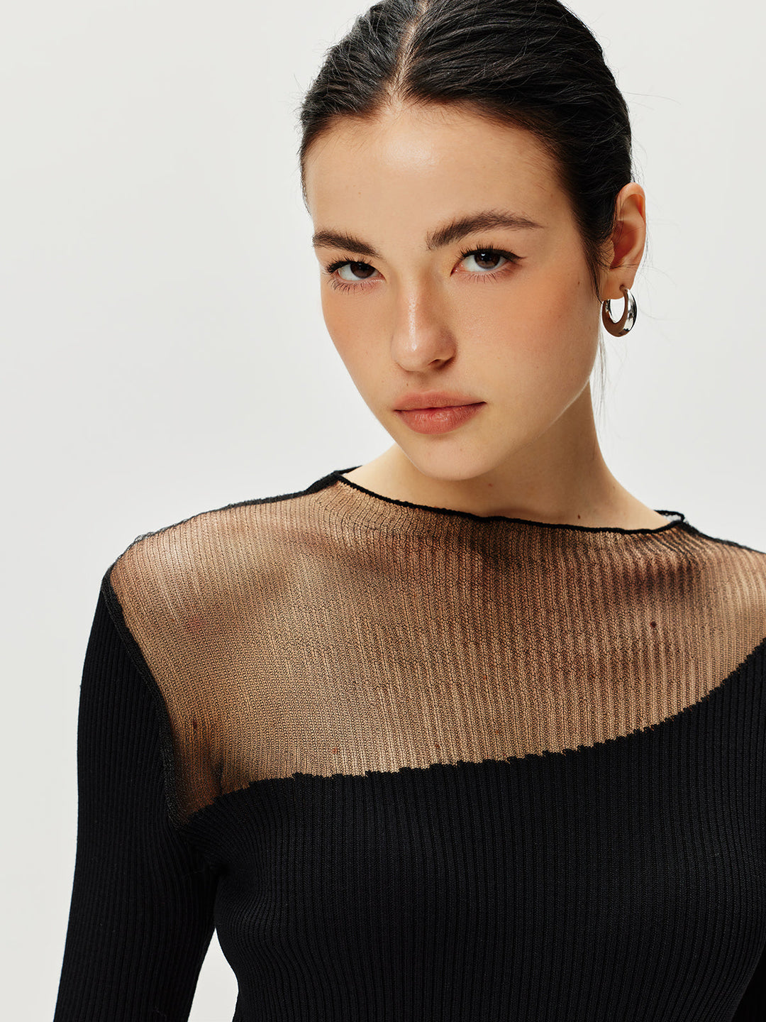 Semi-Sheer Panel Sweater Dress  Liora Lane Boutique Sweater Dresses
