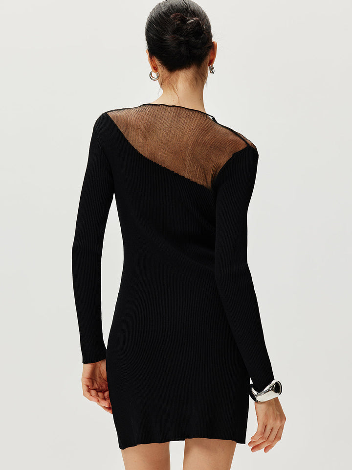 Semi-Sheer Panel Sweater Dress  Liora Lane Boutique Sweater Dresses
