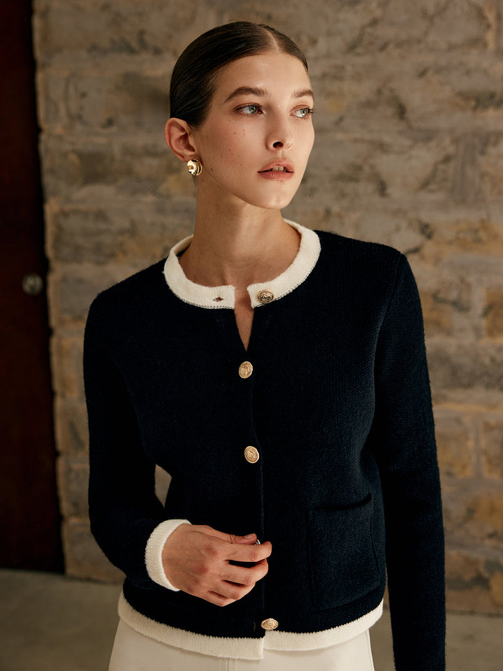 Contrast Trim Jersey Cardigan  Liora Lane Boutique Cardigans