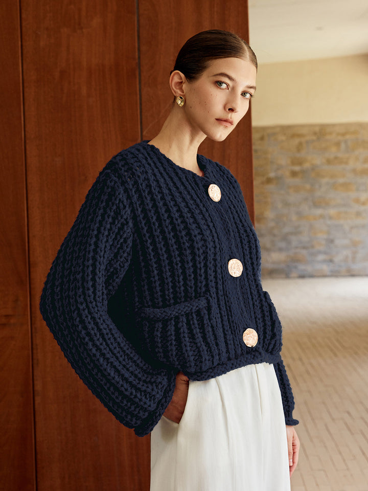 Plain Button Knit Cardigan  Liora Lane Boutique Cardigans