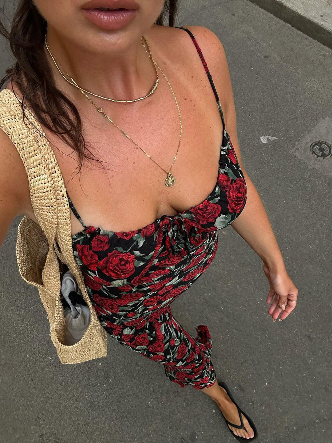 Bulgarian Roses Floral Cami Long Dress  Liora Lane Boutique Dresses