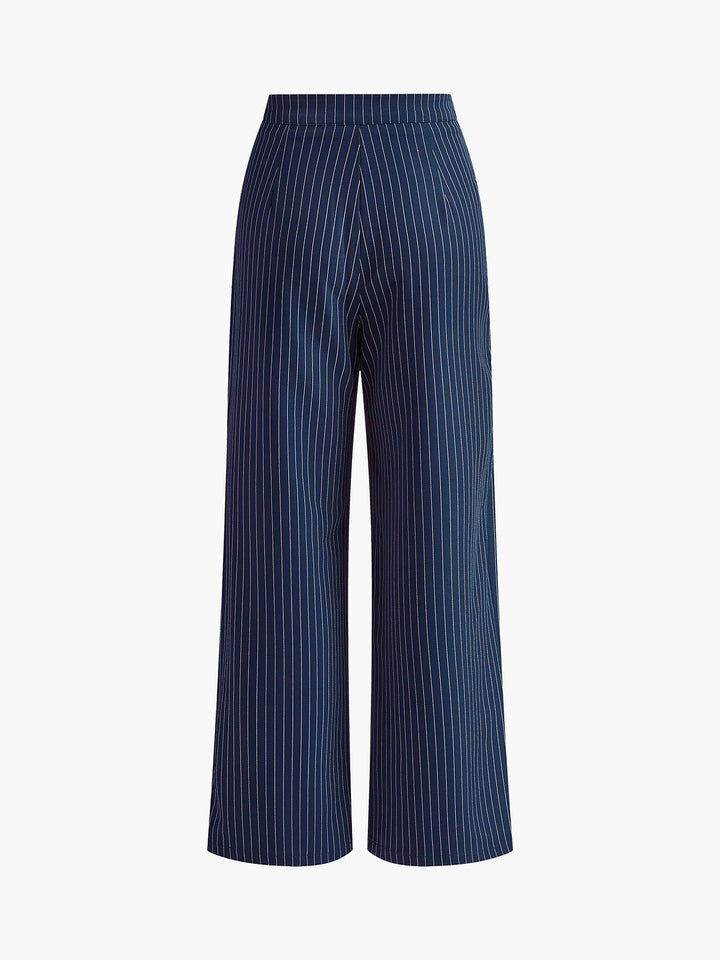 Pinstripe Pleated Wide-Leg Pants  Liora Lane Boutique Pants
