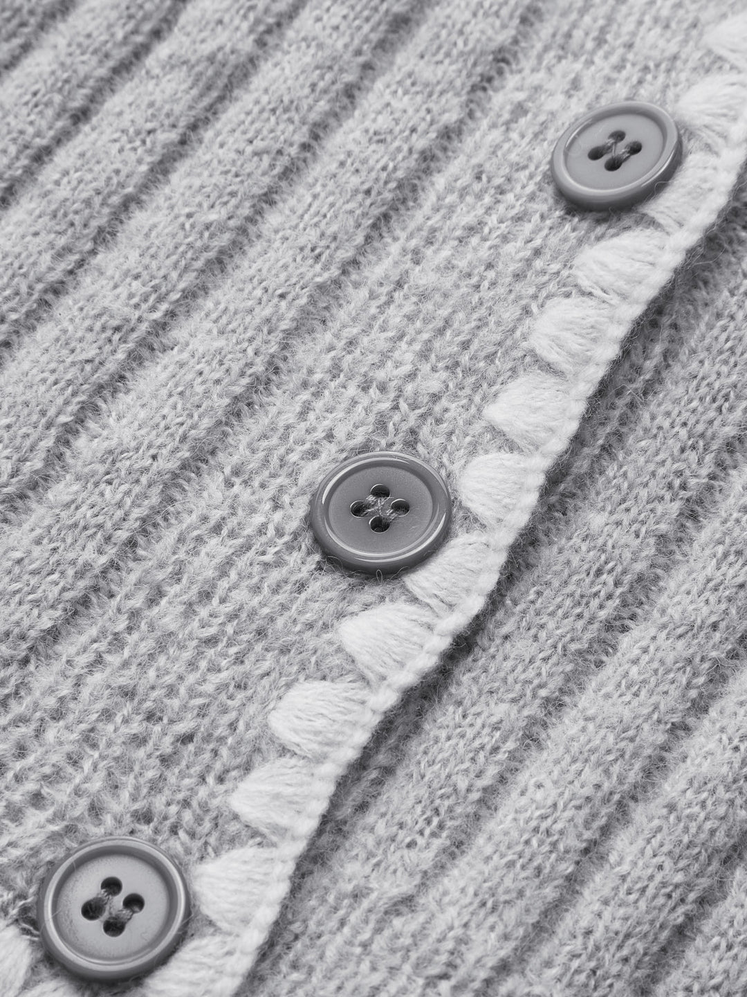 Contrast Embroidered Trim Button Cardigan  Liora Lane Boutique Cardigans