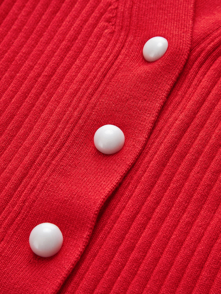 Ruffled Trim Pearl Button Long Sleeve Cardigan  Liora Lane Boutique Cardigans