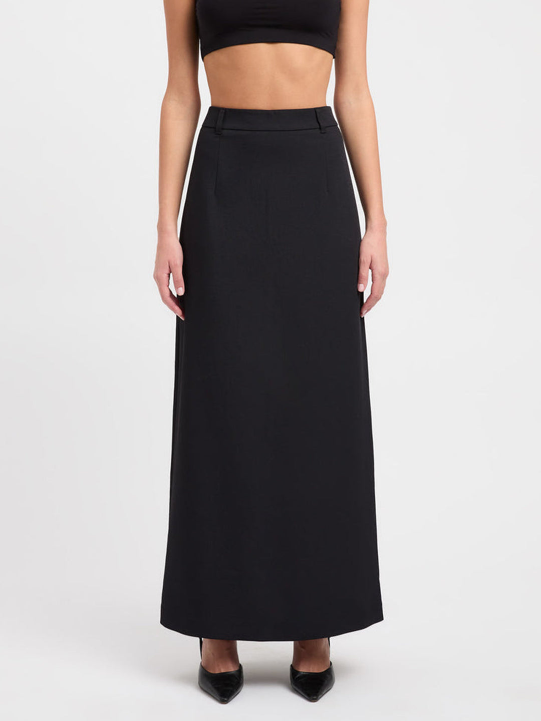 Elegant Slit Back Maxi Skirt Without Belt  Liora Lane Boutique Skirts Black / XL 39.00