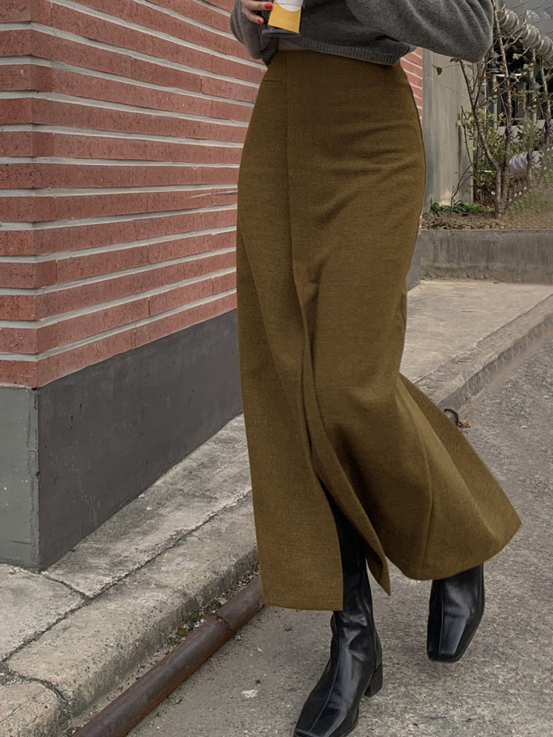 She's Effortless Slit Maxi Skirt  Liora Lane Boutique Skirts Dark Brown / XL 44.00