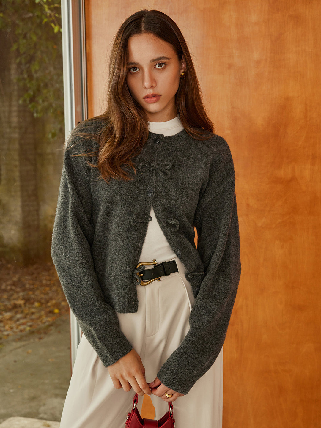 Plain Bow-Breasted Cardigan  Liora Lane Boutique Cardigans