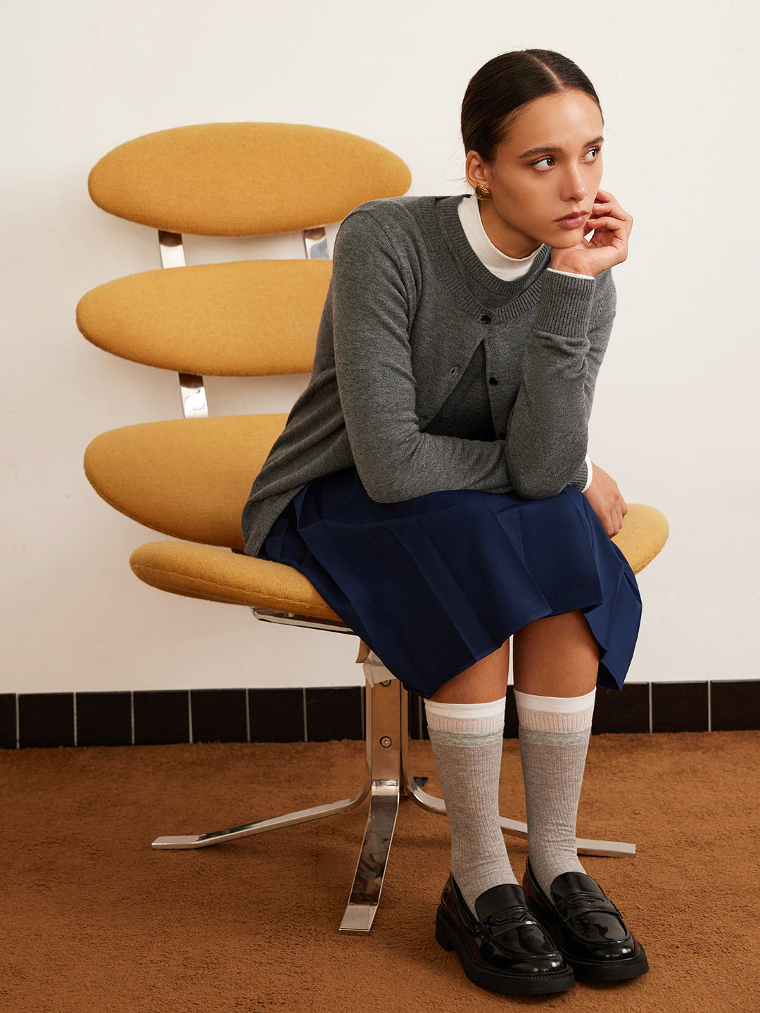 Wool-Blend Breasted Cardigan  Liora Lane Boutique Cardigans Grey / XL 42.00