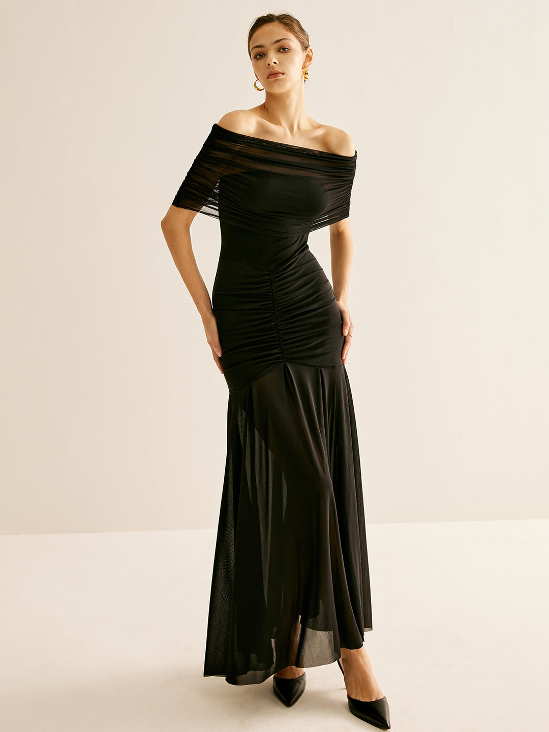 Pleated Mesh Tube Dress With Shawl  Liora Lane Boutique Dresses