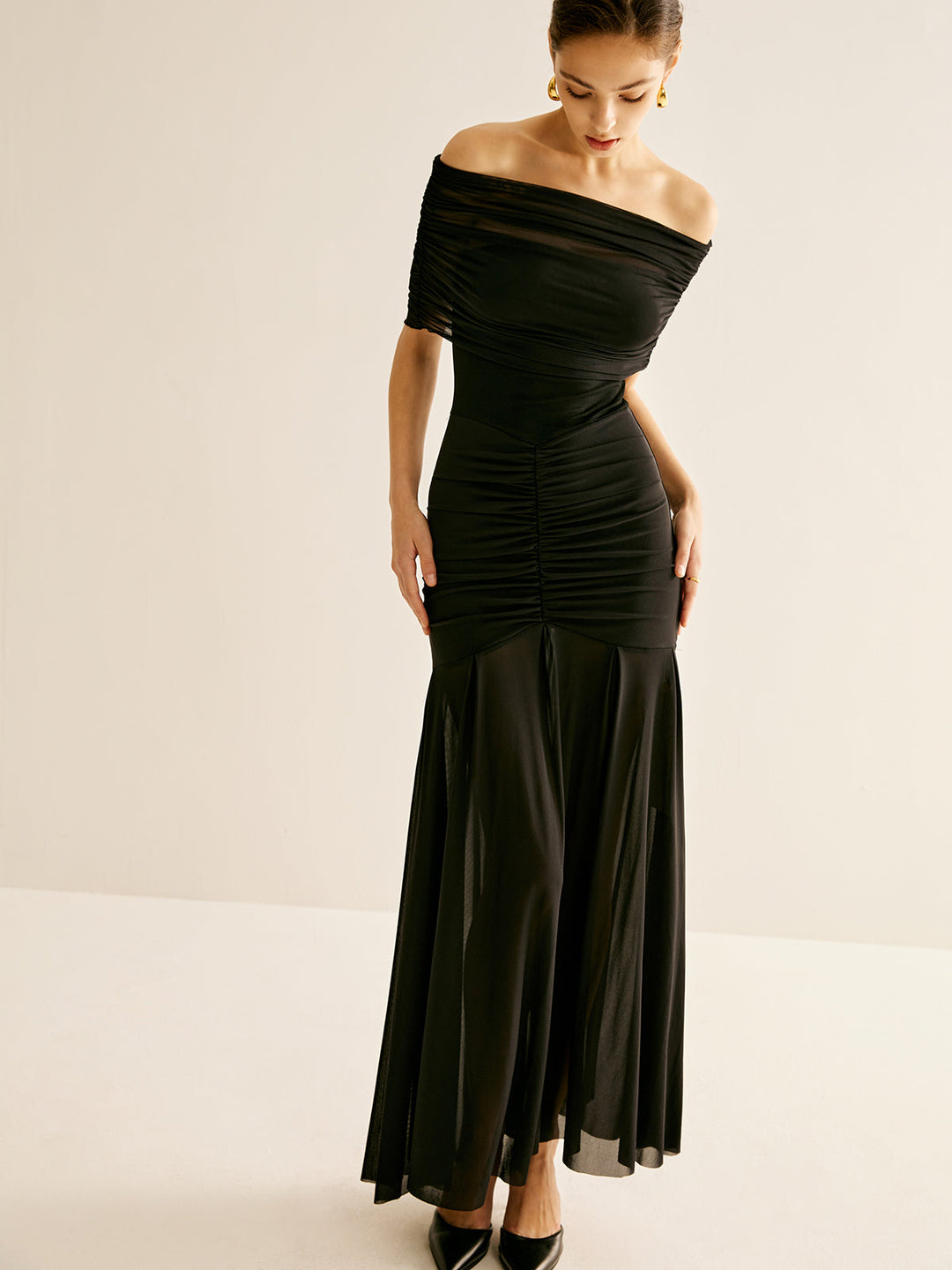 Pleated Mesh Tube Dress With Shawl  Liora Lane Boutique Dresses