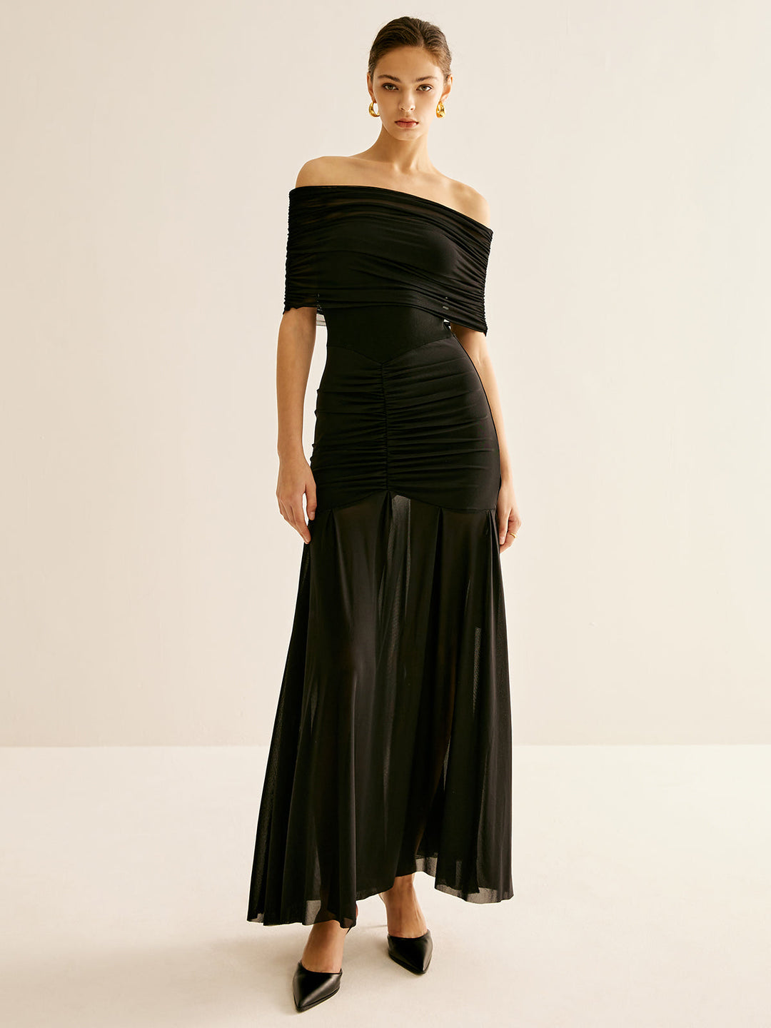 Pleated Mesh Tube Dress With Shawl  Liora Lane Boutique Dresses