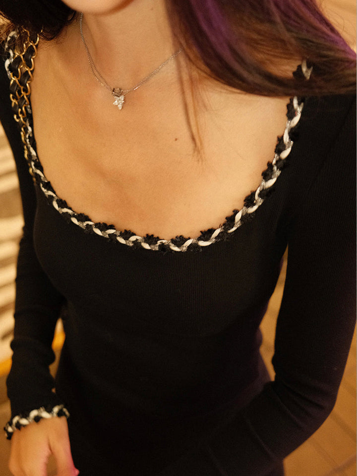 Contrast Binding Ribbed T-Shirt  Liora Lane Boutique T-Shirts