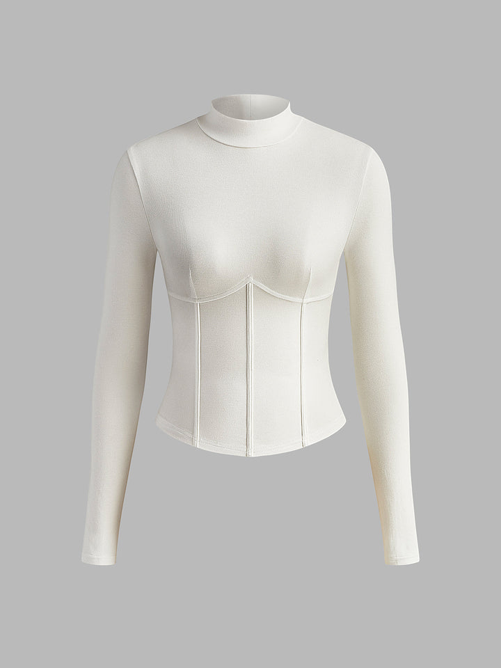 Mock Neck Piping Slim T-Shirt  Liora Lane Boutique T-Shirts