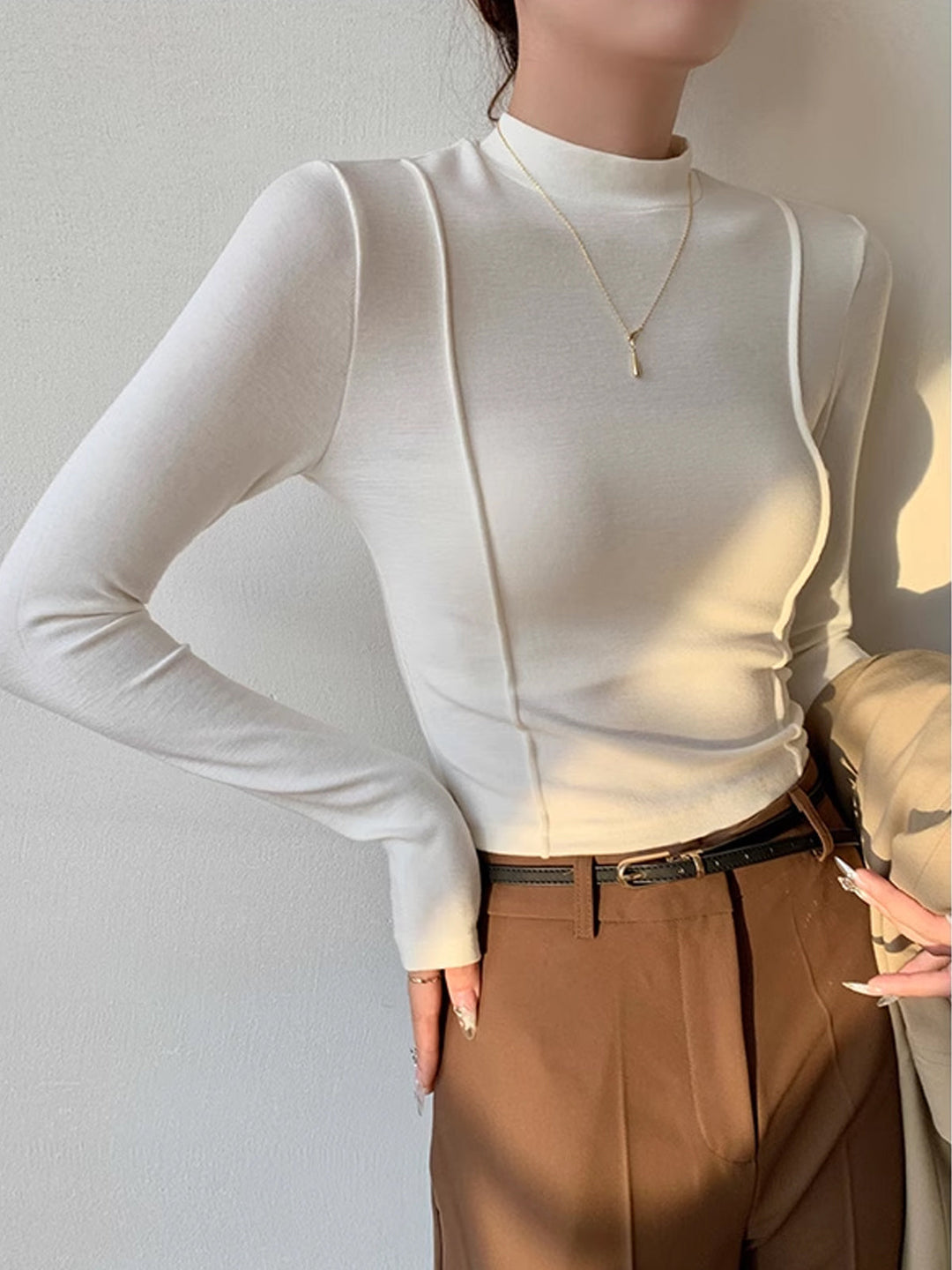 Plain Jersey Piping T-Shirt  Liora Lane Boutique T-Shirts White / XL 24.00