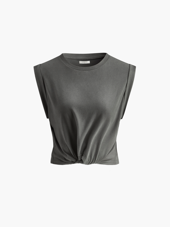 Cotton Knotted T-Shirt  Liora Lane Boutique T-Shirts Grey / XL 22.00