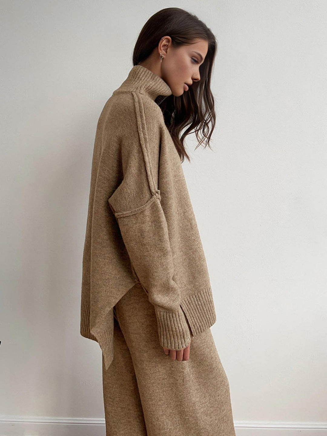 Plain Turtleneck Knit Pants Set  Liora Lane Boutique Pant Sets