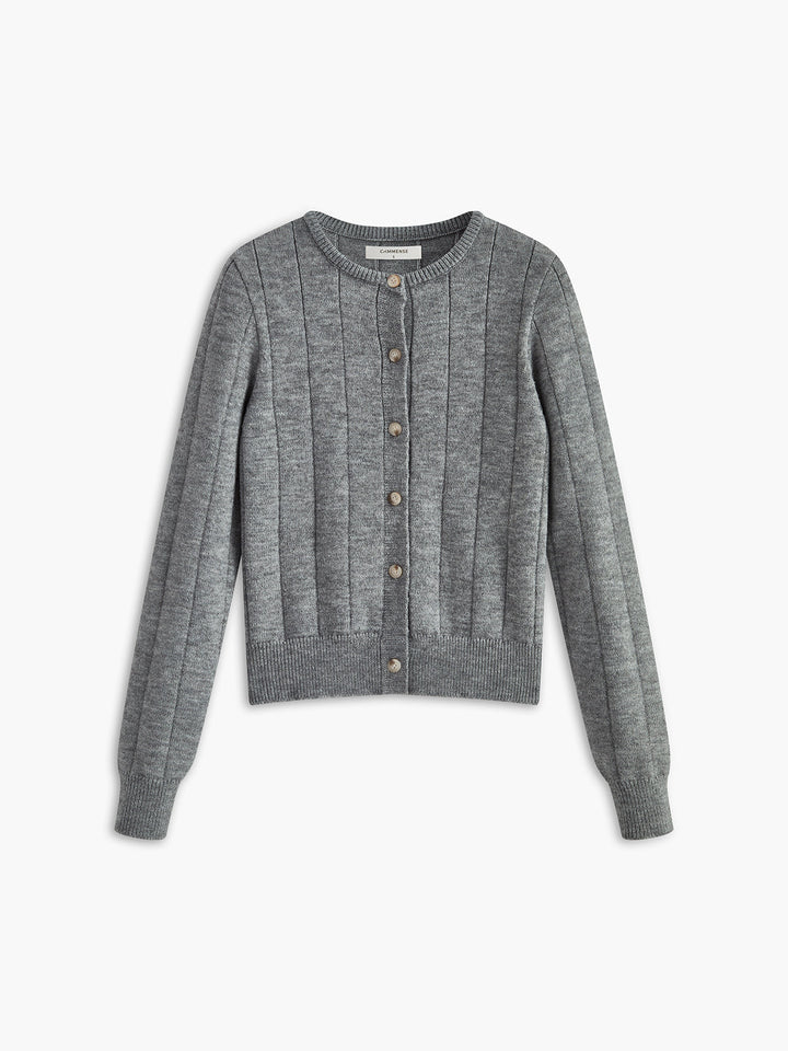 Crew Neck Button Soft Cardigan  Liora Lane Boutique Cardigans Grey / XL 36.00