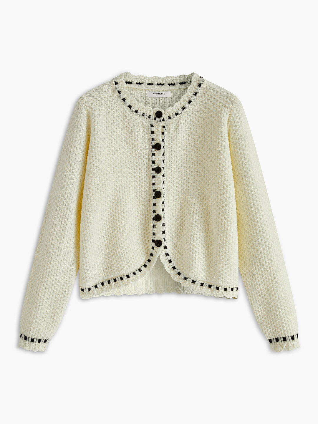 Elegant Wave Trim Cardigan  Liora Lane Boutique Cardigans Off-White / M 39.00