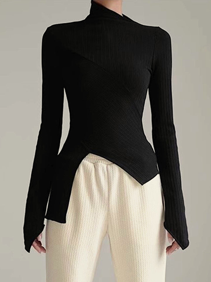Asymmetrical Long Sleeve Slim Top  Liora Lane Boutique T-Shirts