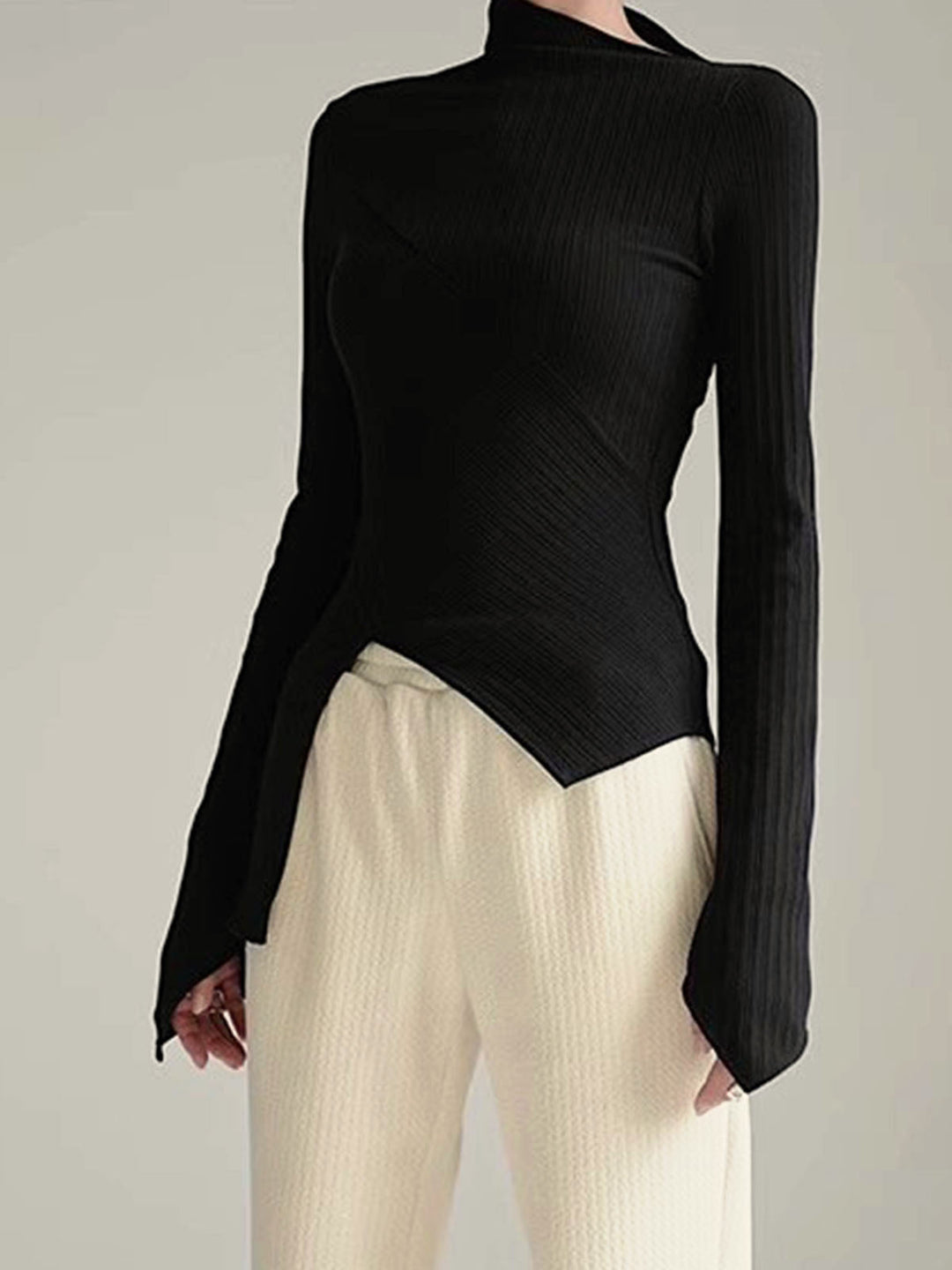 Asymmetrical Long Sleeve Slim Top  Liora Lane Boutique T-Shirts
