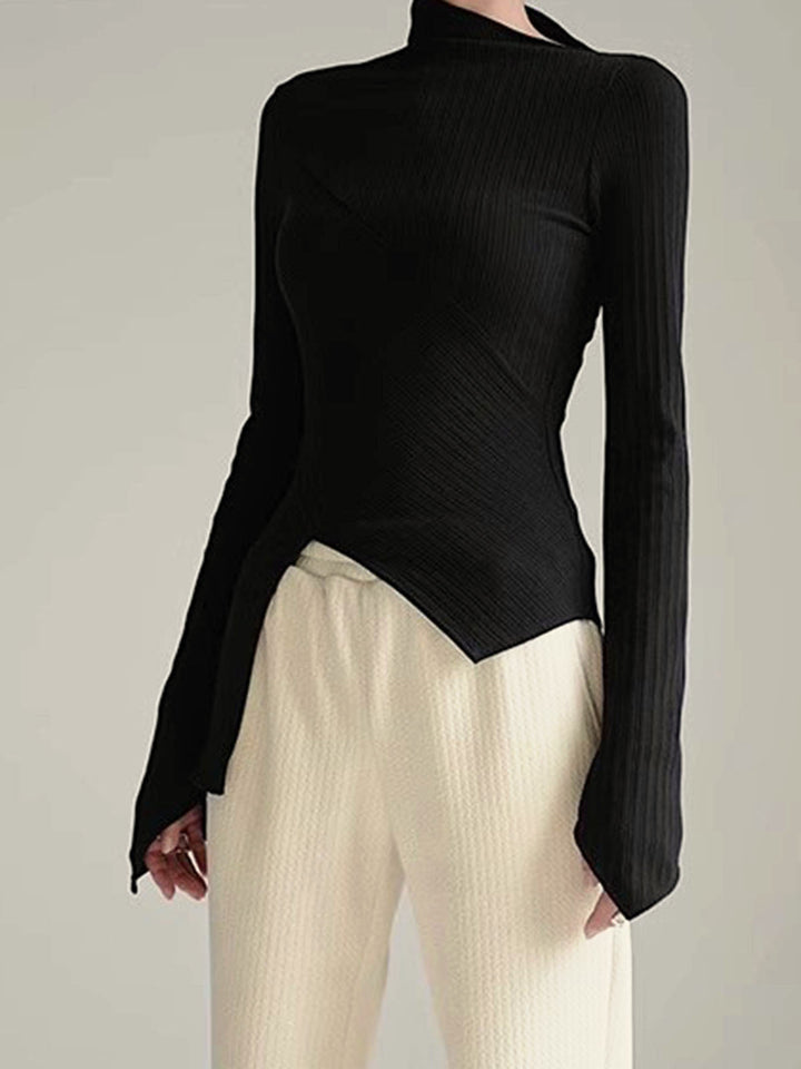 Asymmetrical Long Sleeve Slim Top  Liora Lane Boutique T-Shirts