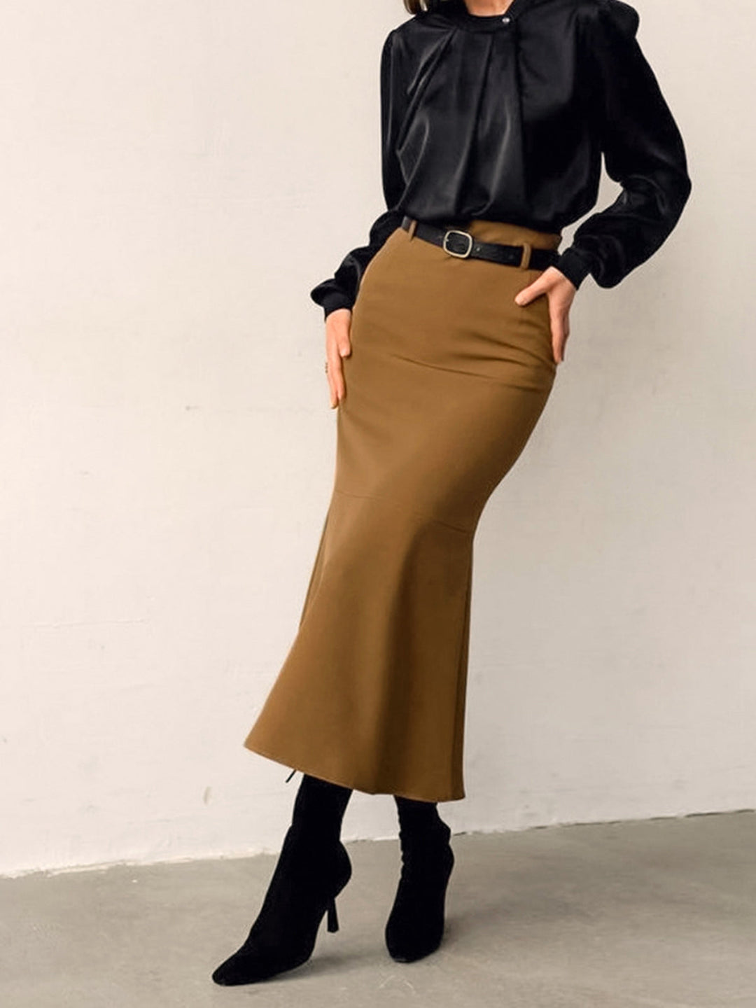Minimalist Plain Skirt Without Belt  Liora Lane Boutique Skirts