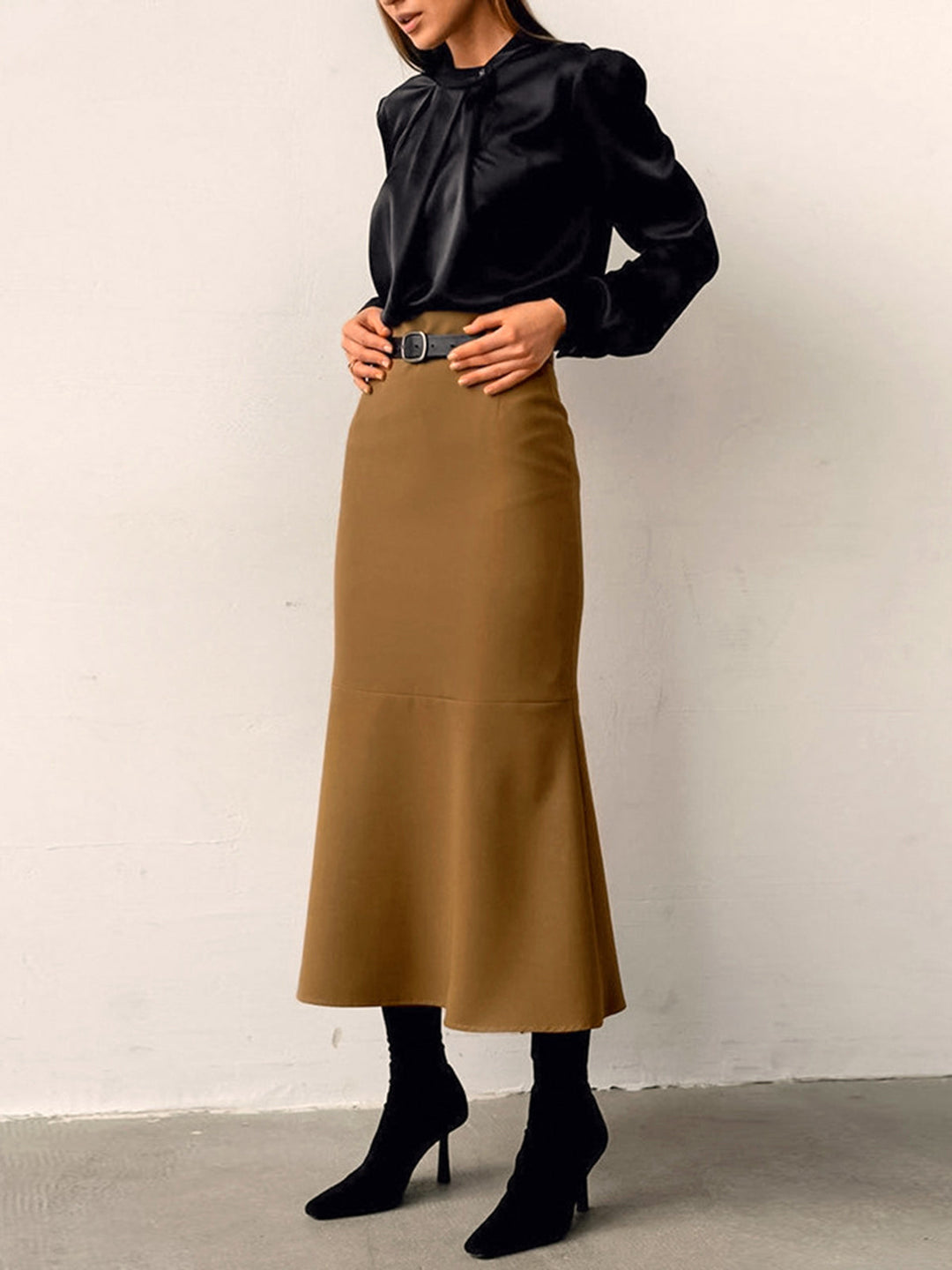 Minimalist Plain Skirt Without Belt  Liora Lane Boutique Skirts