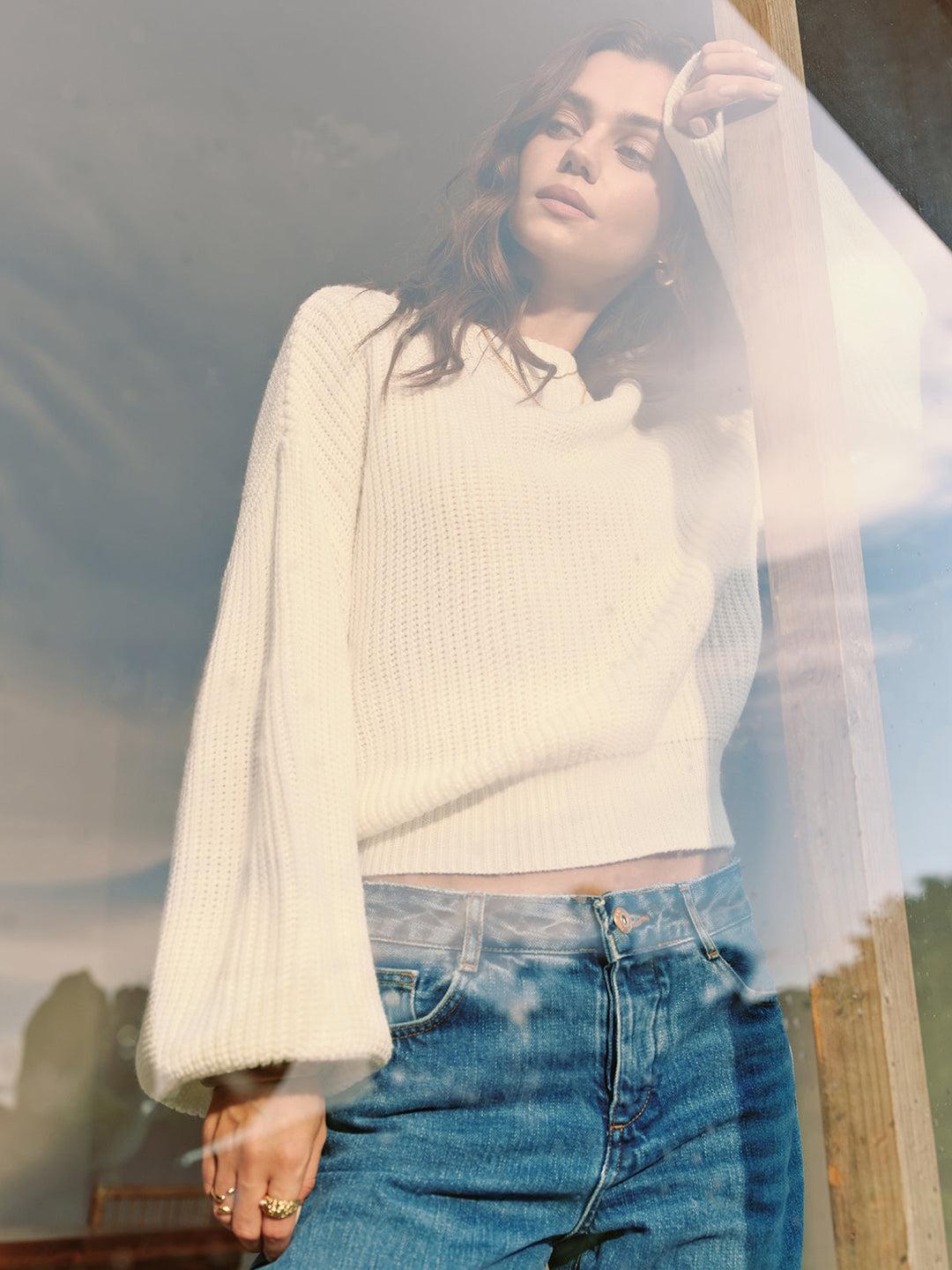 Asymmetrical Cold-Shoulder Oversized Sweater  Liora Lane Boutique Sweaters