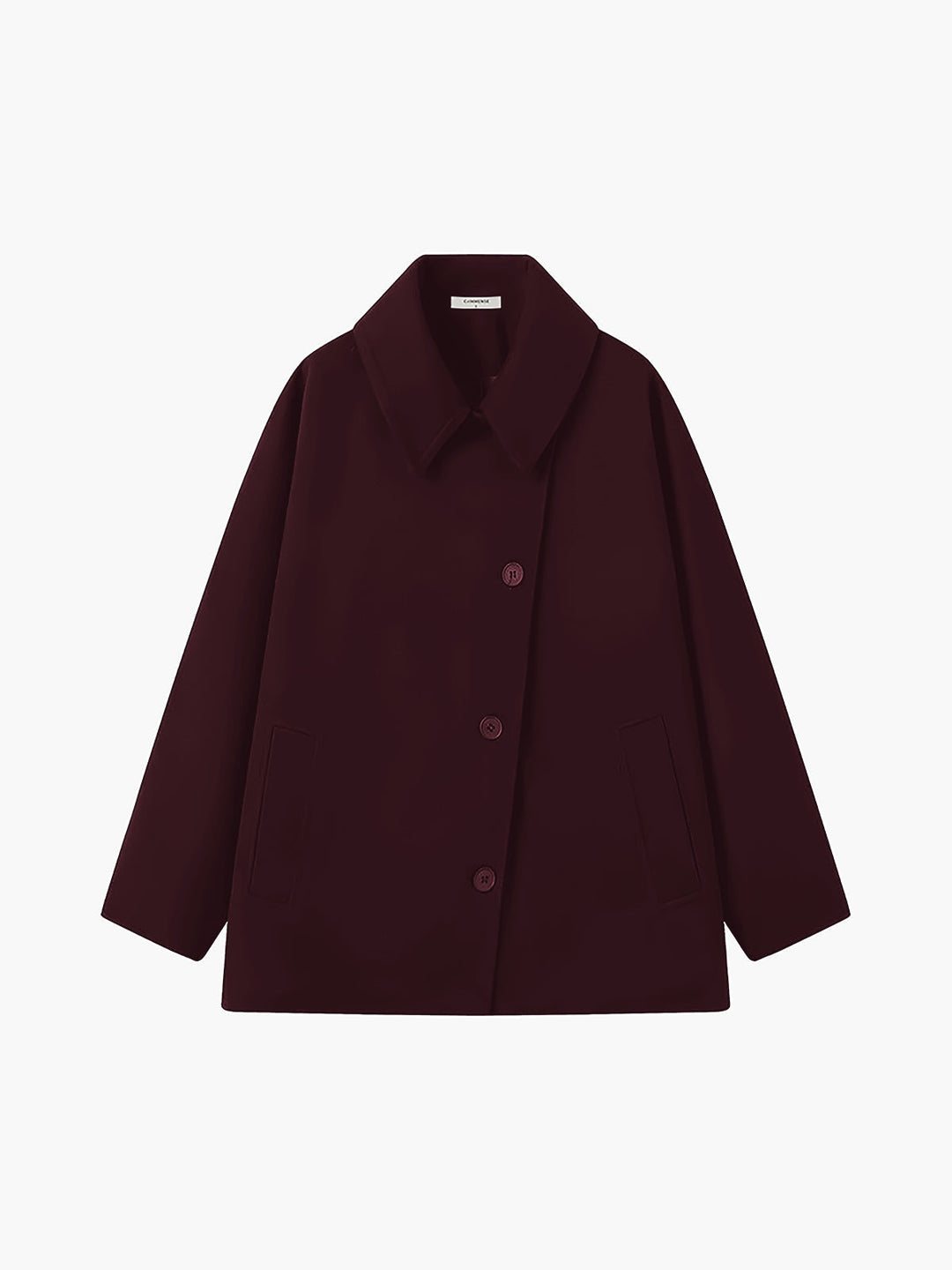 Solid Oversized Pocket Button Coat  Liora Lane Boutique Wool Coats Burgundy / XL 88.00