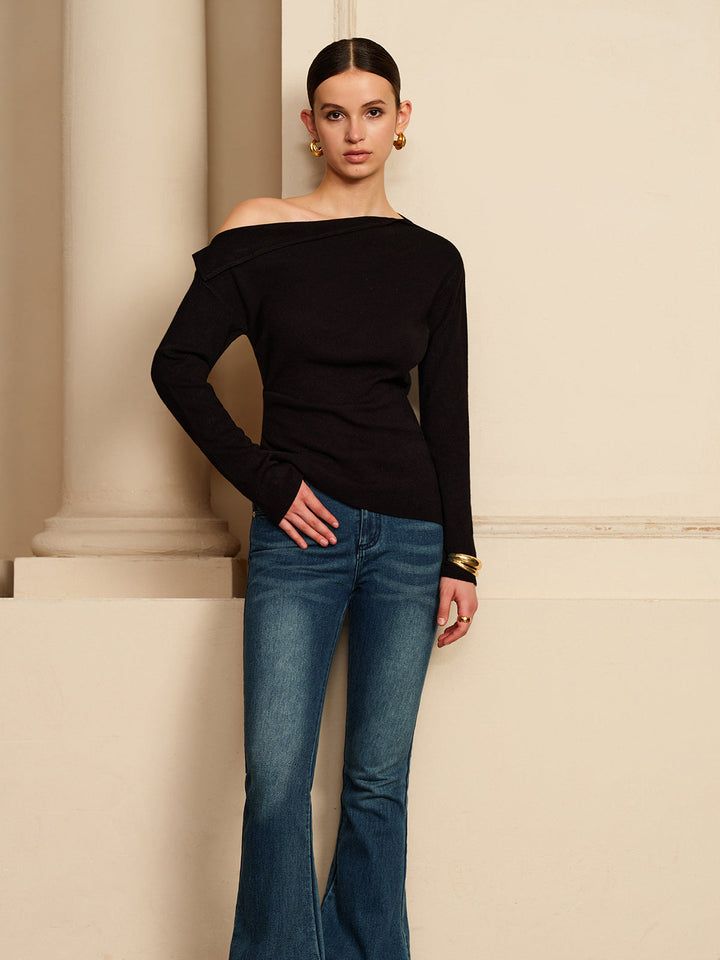Asymmetrical Pleated Stretch T-Shirt  Liora Lane Boutique T-Shirts