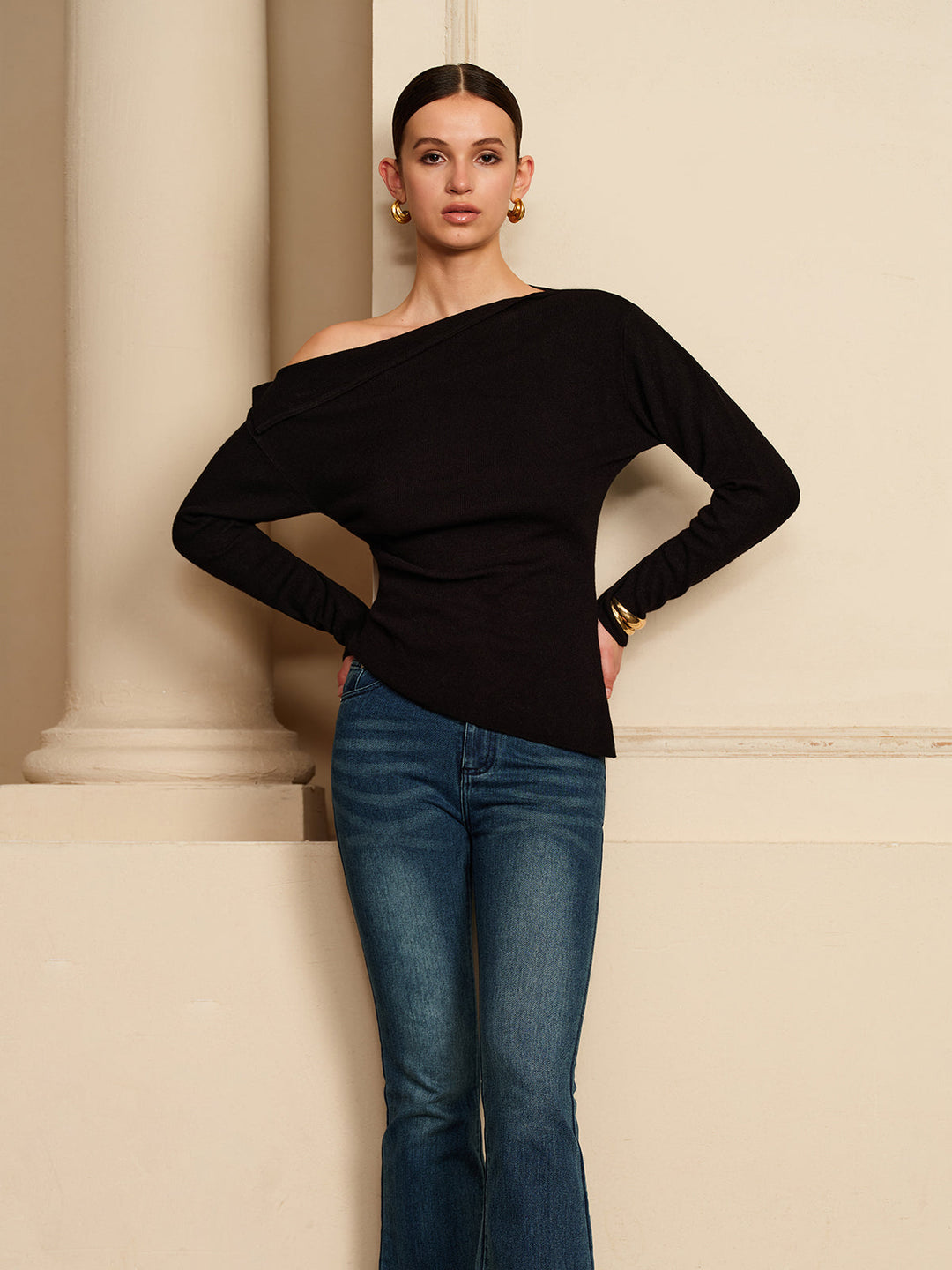 Asymmetrical Pleated Stretch T-Shirt  Liora Lane Boutique T-Shirts