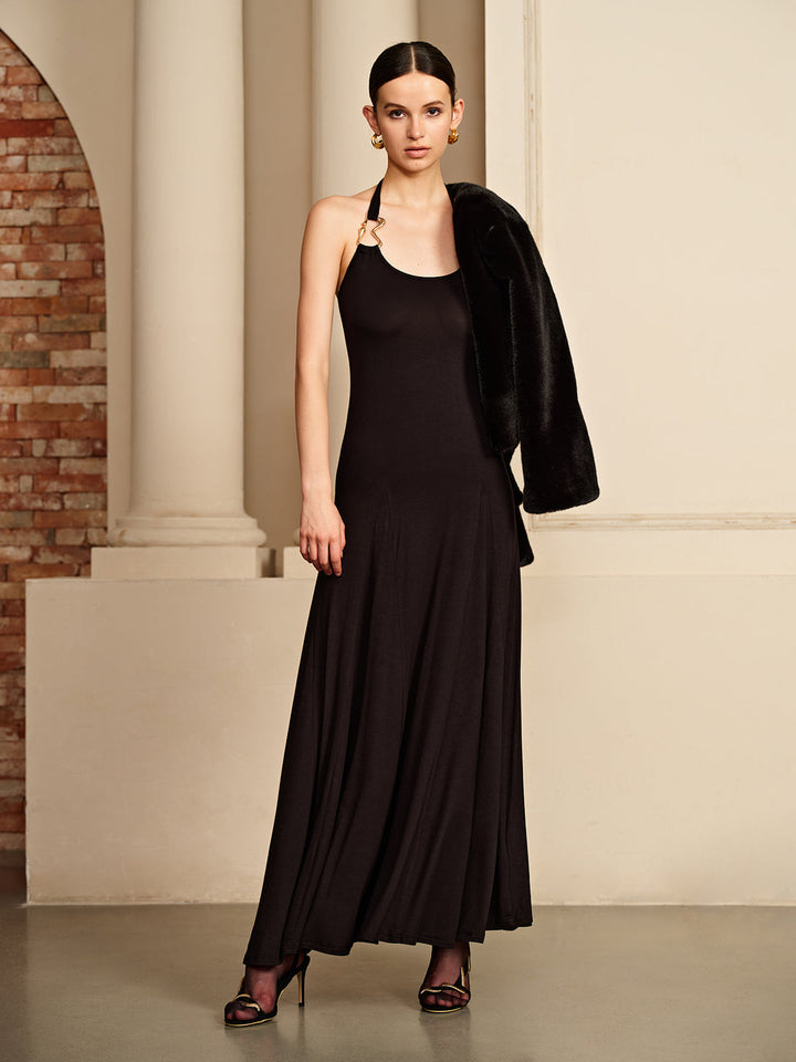 Irregular-Ring Flowy Halter Dress  Liora Lane Boutique Dresses