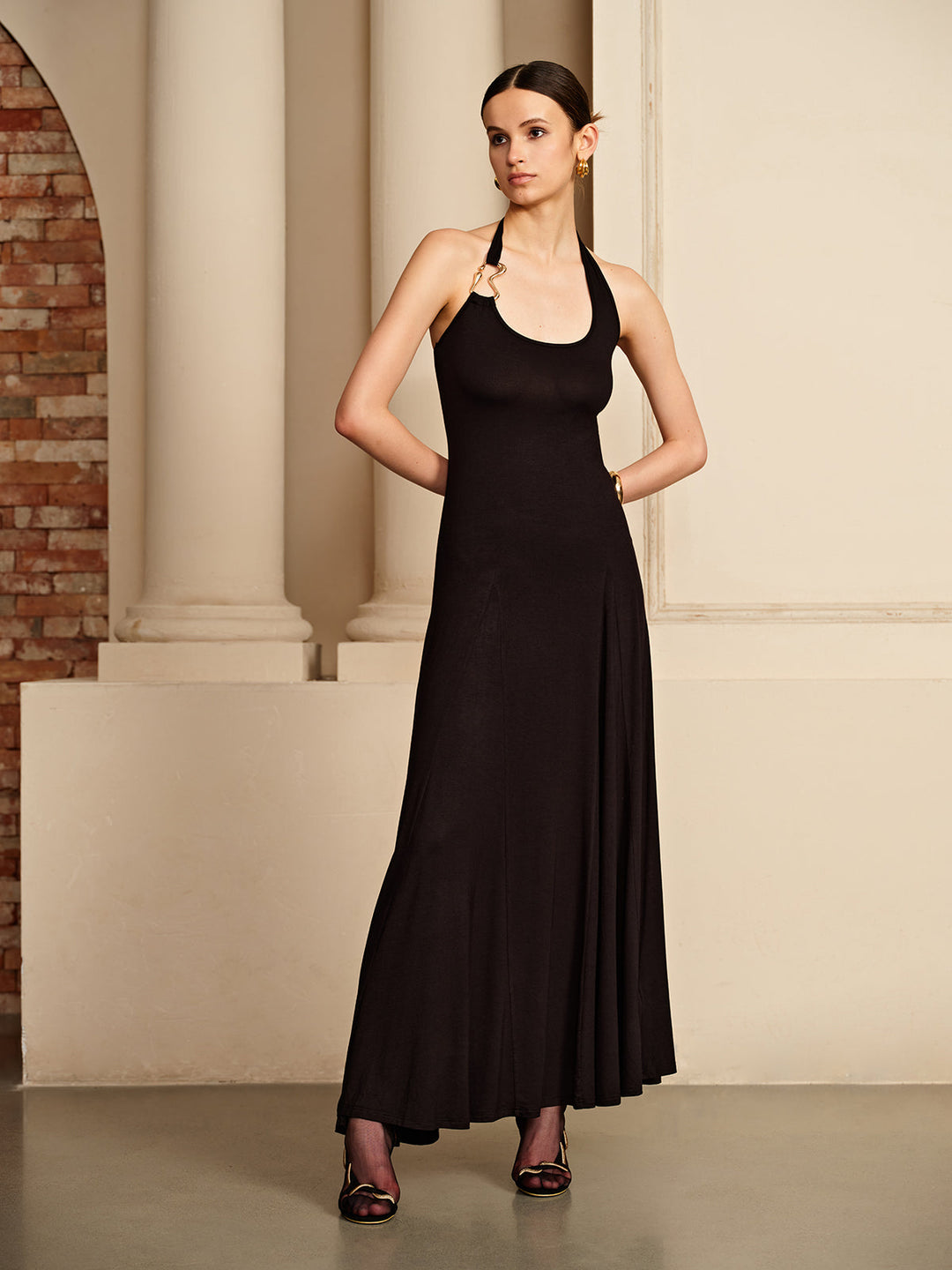 Irregular-Ring Flowy Halter Dress  Liora Lane Boutique Dresses