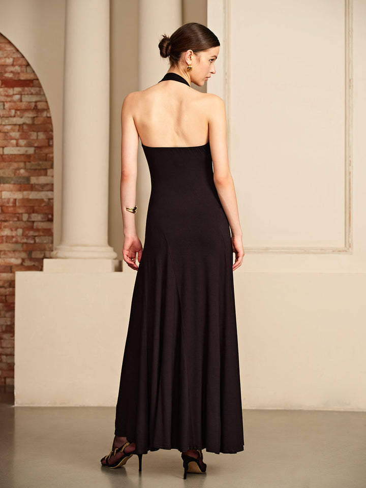 Irregular-Ring Flowy Halter Dress  Liora Lane Boutique Dresses
