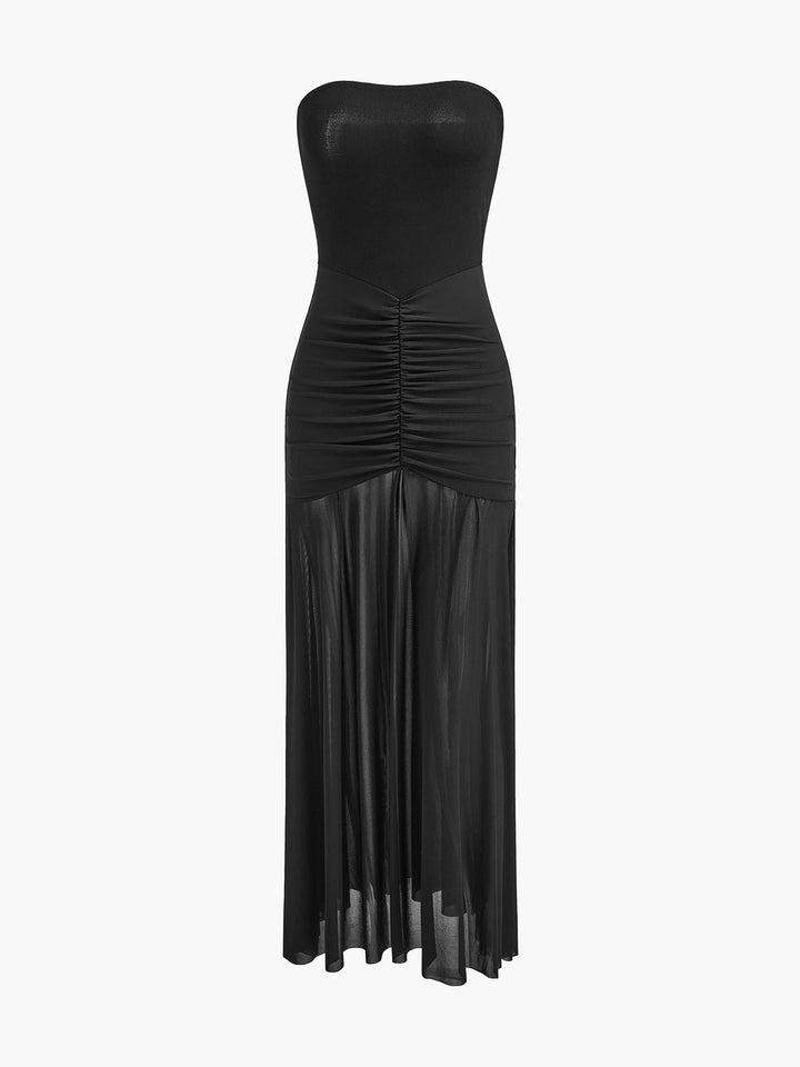 Pleated Mesh Tube Dress With Shawl  Liora Lane Boutique Dresses