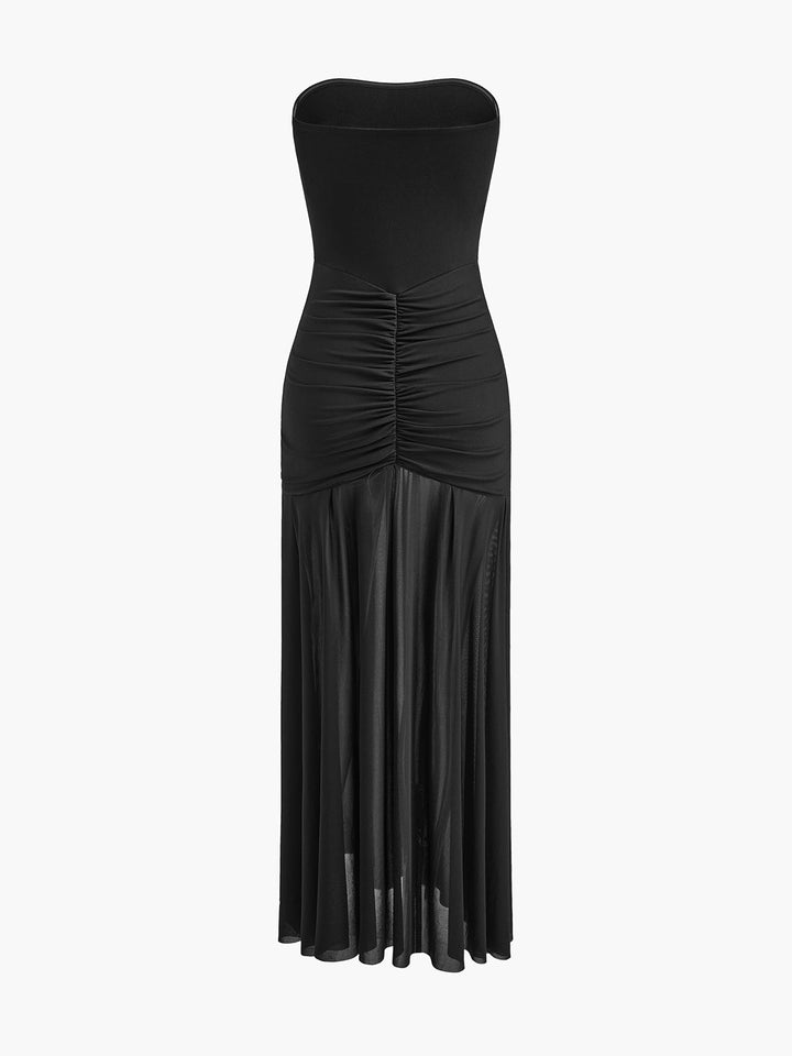 Pleated Mesh Tube Dress With Shawl  Liora Lane Boutique Dresses