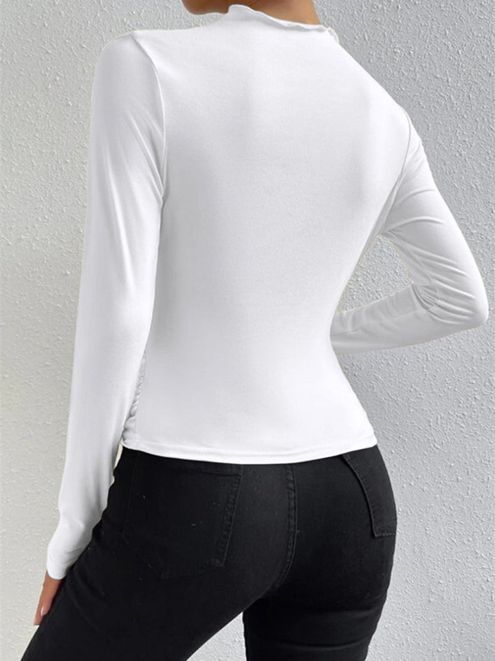 Ruching Long Sleeve Shirt  Liora Lane Boutique T-Shirts