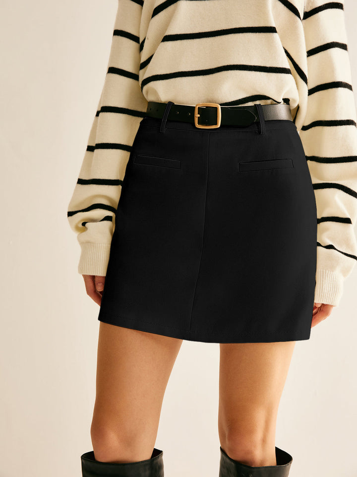 Back Zipper A Line Skirt Without Belt  Liora Lane Boutique Skirts Black / XL 32.00