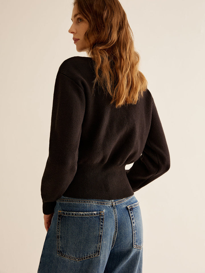 Ribbed V-Neck Cinched Cardigan  Liora Lane Boutique Cardigans